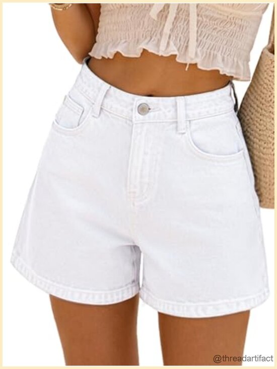 Pants - Baggy High Waist Stretchy Denim Bermuda Shorts Summer Casual Loose Fit Jorts